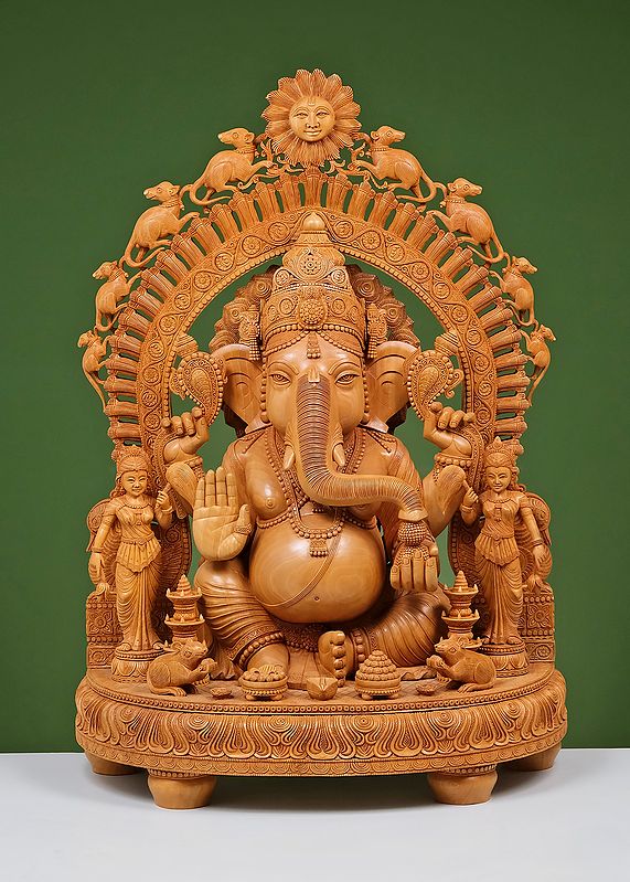 34" Superfine Wooden Lord Ganesha