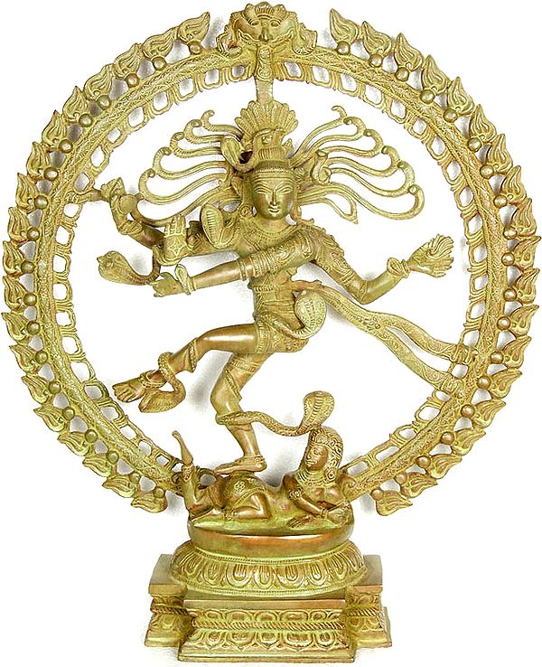 20" Antiquated Nataraja Statue in Brass | Handmade | Made in India