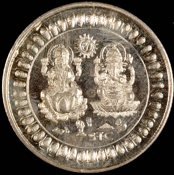 Auspicious Lakshmi Ganesha Silver Coin
