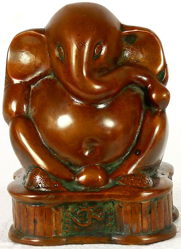 Baby Ganesha with Om (AUM) on Pedestal
