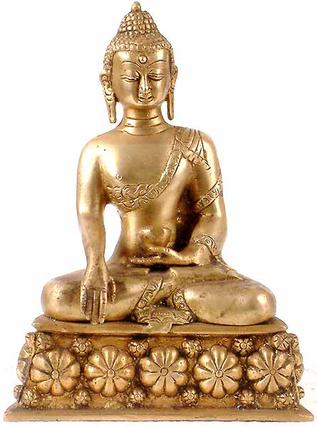 Bhumisparsha Buddha on Blooming Lotuses Throne