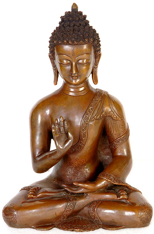 Blessing Buddha (Robes Engraved with Ashtamangala Symbols)
