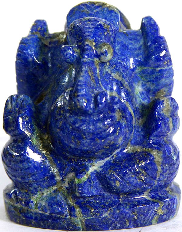 Blessing Ganesha (Carved in Lapis Lazuli)