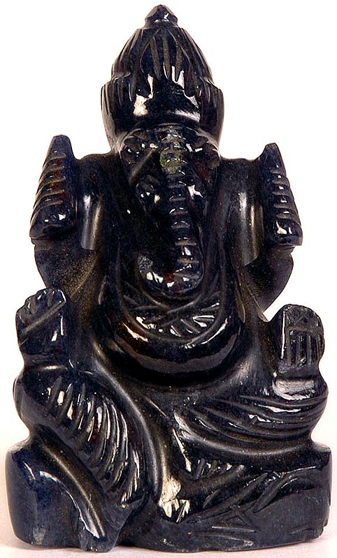 Blessing Ganesha (Carved in Sodalite)