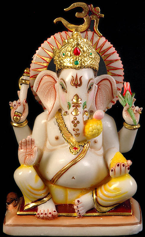 Blessing Ganesha with Om (AUM) Atop