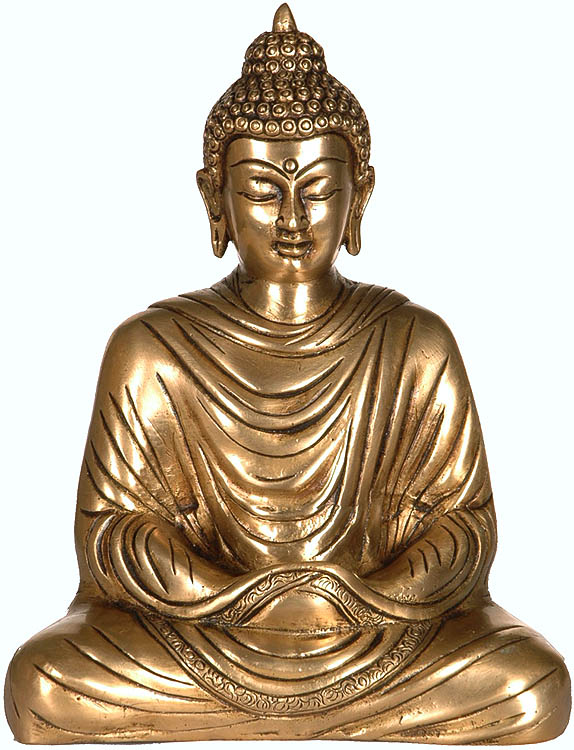 Buddha in Meditation with Hands Folded Inside His Robe