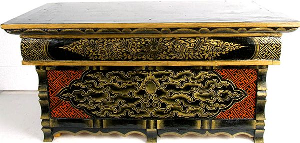 Buddhist Altar Table Painted with Auspicious Symbols