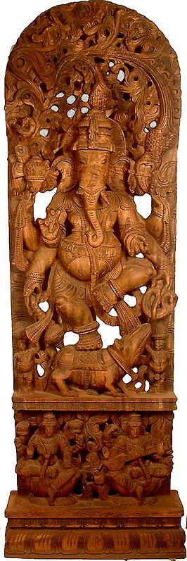 Lord of Auspices Ganesha with Lakshmi and Saraswati