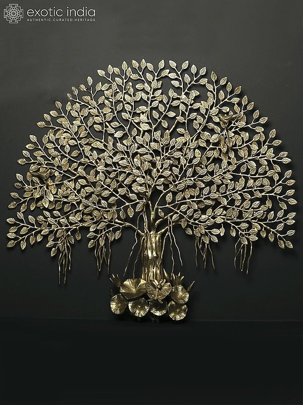 29" Brass Tree of Life with Perched Birds | Wall Mounted