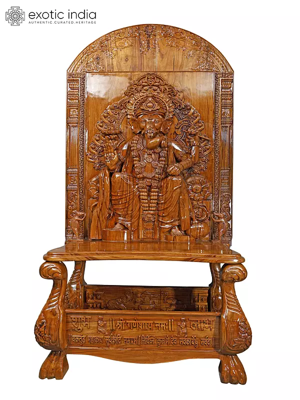 Wooden Lalbaugcha Raja Wall Hanging Panel