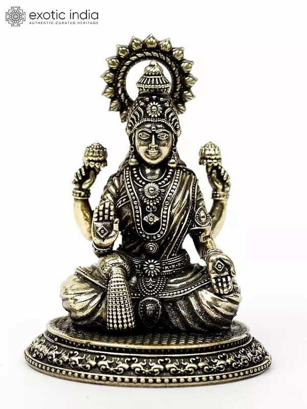 Blessing Dhanalakshmi Figurine in Brass | Small Brass Statues