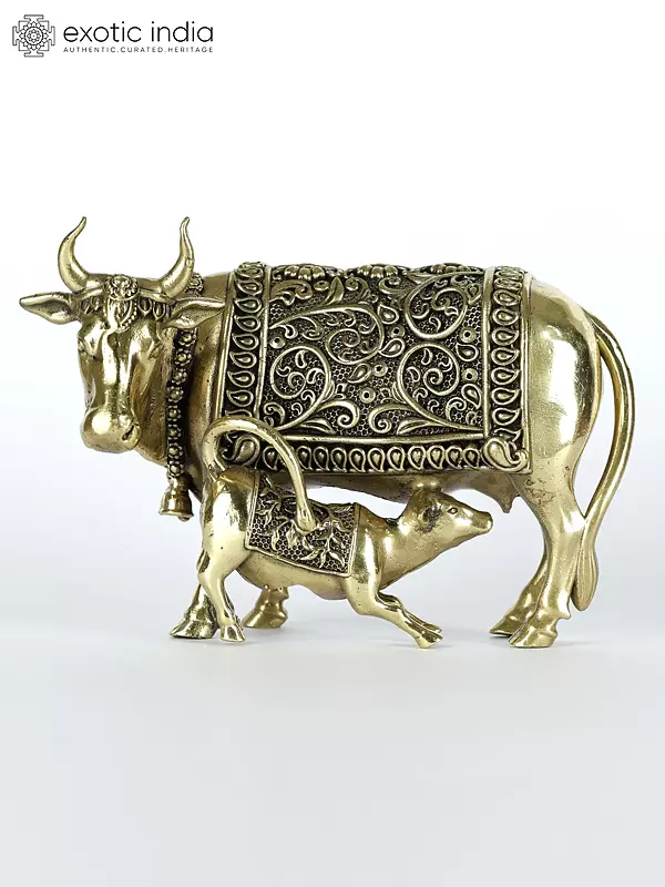 Small Cow and Calf Statue in Brass (Multiple Sizes)