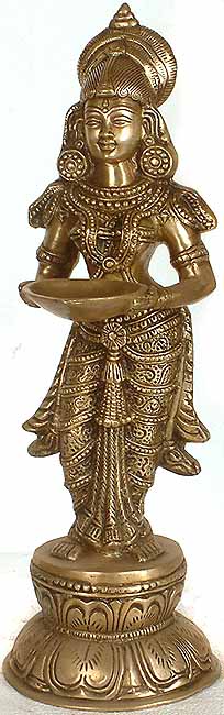 16" Deepalakshmi in Brass | Handmade | Made in India