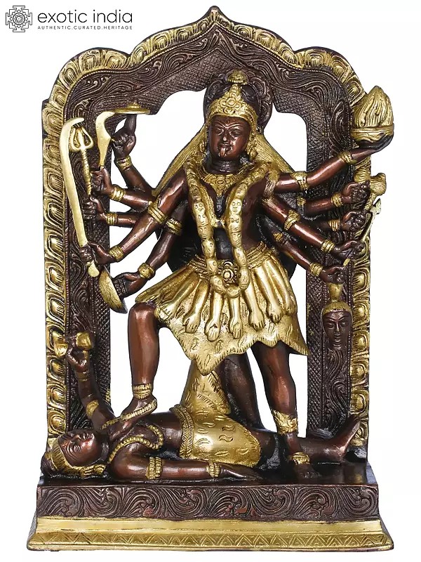 11" Handmade Goddess Kali Brass Sculpture | Authentic Indian Art | Made in India
