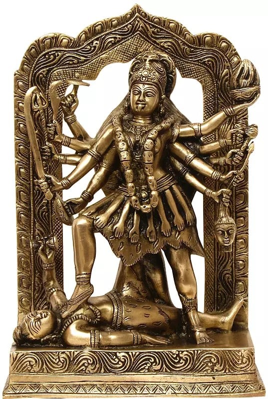 11" Handmade Goddess Kali Brass Sculpture | Authentic Indian Art | Made in India