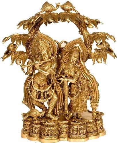 30" Large Size Radha Krishna Brass Sculpture | Handmade | Made in India