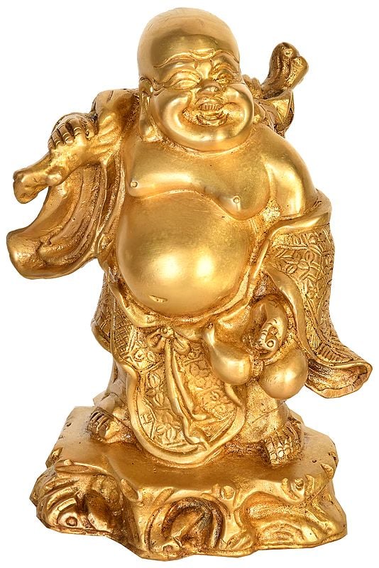 7" Laughing Buddha In Brass | Handmade | Made In India