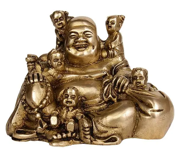 4" Laughing Buddha in Brass | Handmade | Made in India