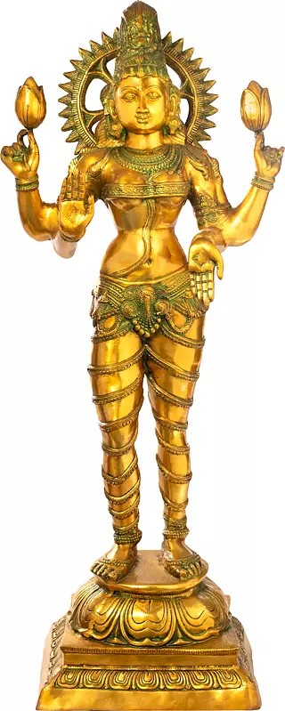 Large Goddess Lakshmi Brass Statue | Handmade | Made in India