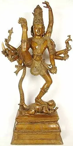 39" Handmade Lord Shiva Brass Sculpture | Authentic Indian Craftsmanship | Spiritual Decor