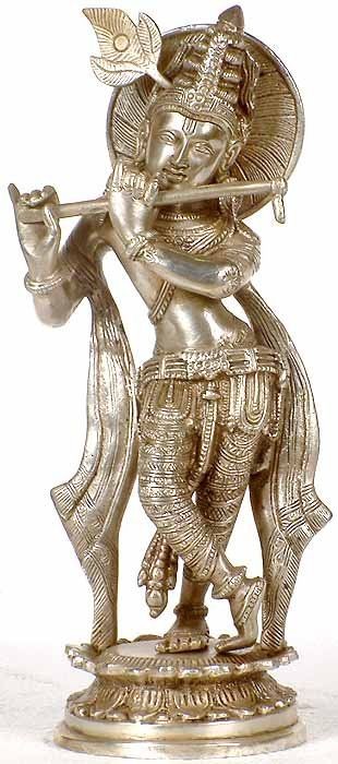 11" Fluting Krishna In Brass | Handmade | Made In India