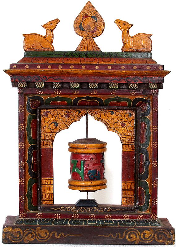 Enshrined Prayer Wheel (Altar Table Piece)