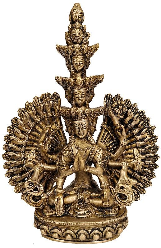 7" (Tibetan Buddhist Deity) Thousand-Armed Avalokiteshvara In Brass | Handmade | Made In India