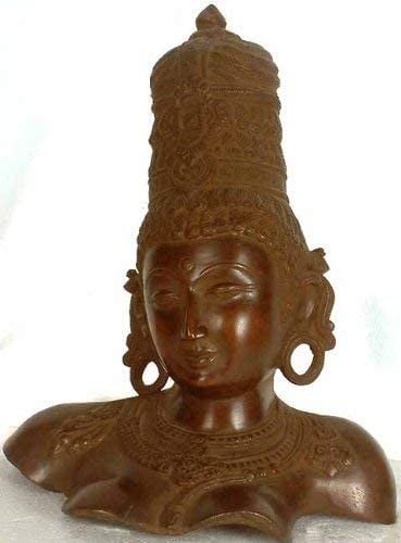 12" Goddess Parvati Bust In Brass | Handmade | Made In India