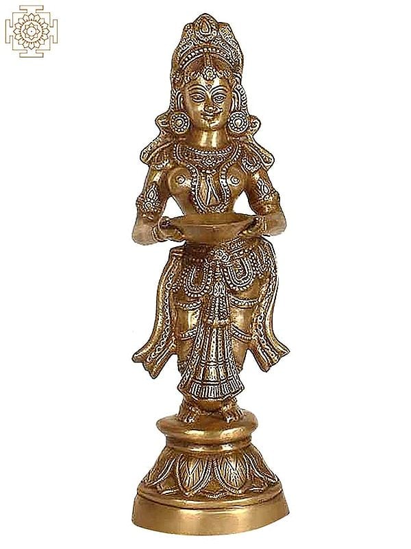 19" Deeplakshmi in Brass | Handmade | Made in India