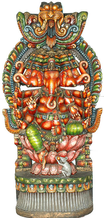 Five-Headed Ganesha Venerated by Rat