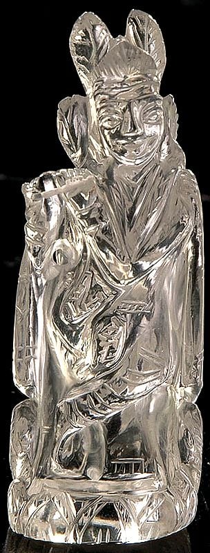 Fluting Krishna (Carved in Crystal)