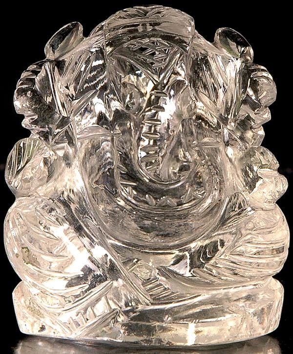 Four-armed Seated Ganesha (Carved in Crystal)