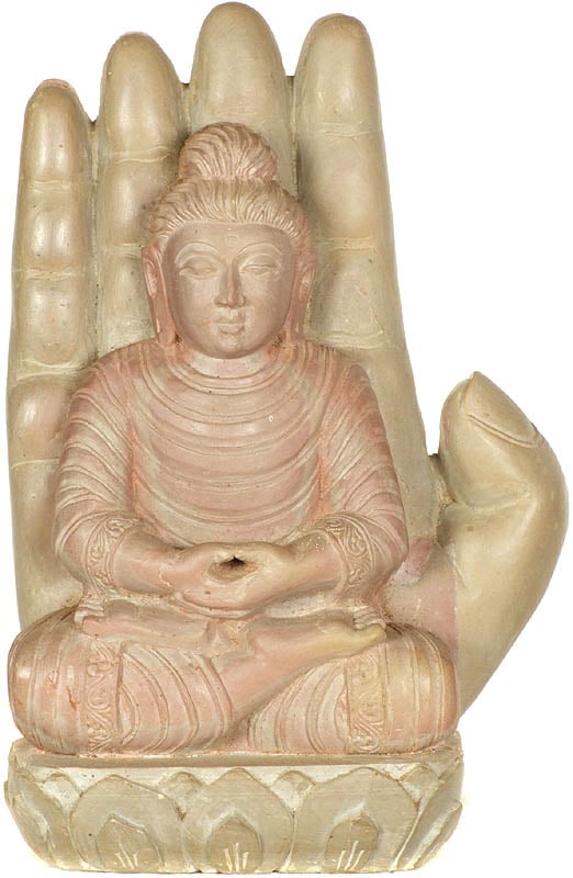 Gandhara Buddha Meditating on Lotus Against the Aureole of a Hand