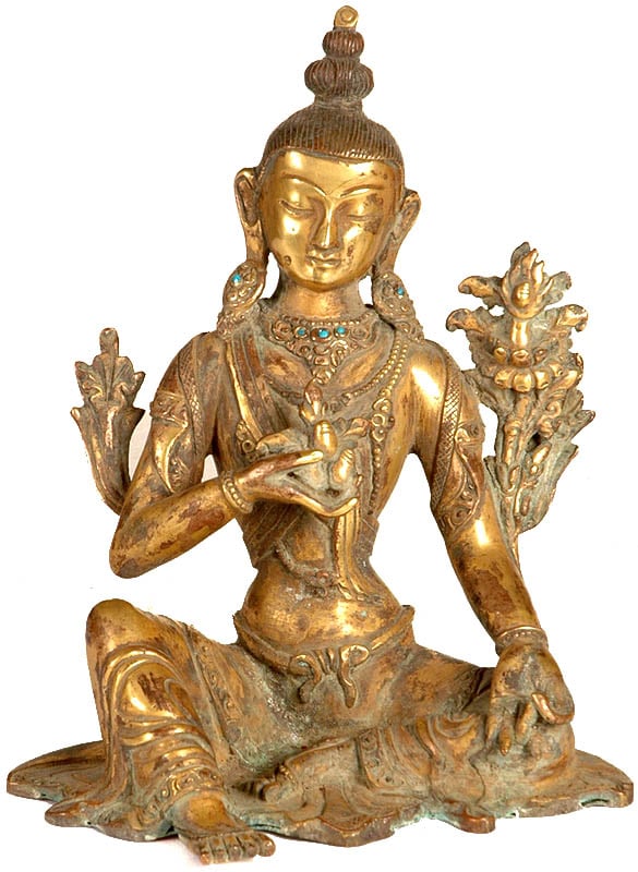 Goddess Tara Seated in Ease Posture with Vishva Vajra