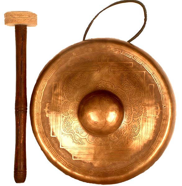 Gong with Dragon and Eight Auspicious Symbols