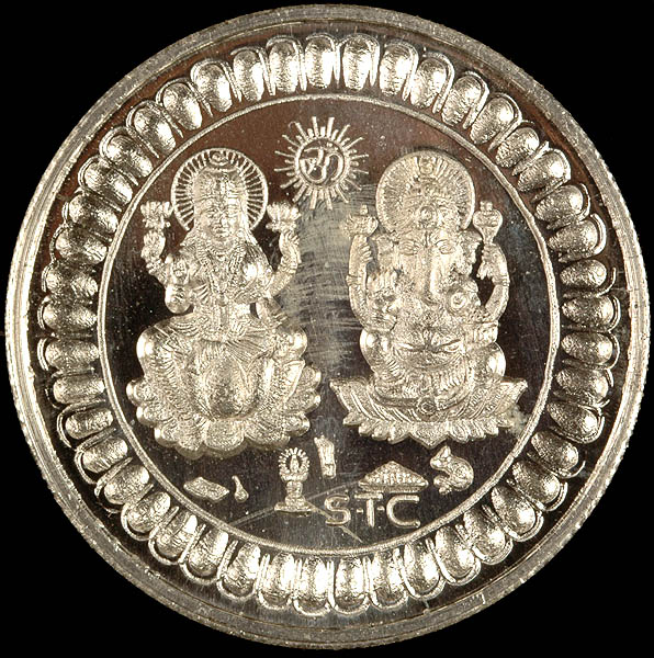 High Purity Lakshmi Ganesha Silver Ritual Coin