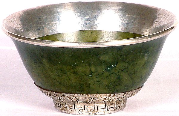 Jade Ritual Bowl  Engraved Flower Motifs