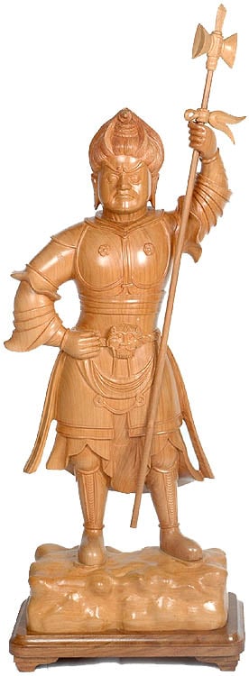Japanese Wrathful Guardian with Sword Mounted on The Double Drum (Damaru)