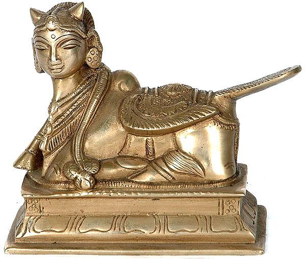 5" Kamadhenu Cow Sculpture in Brass | Handmade | Made in India