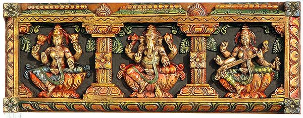 Lakshmi, Ganesha and Saraswati Panel