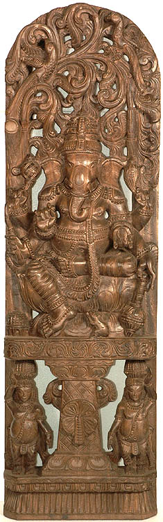 Lalitasana Ganesha with Two Ganas