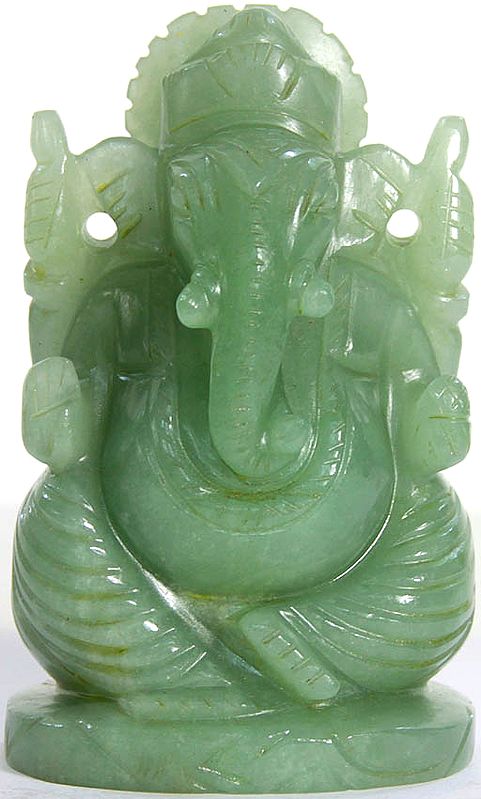 Lord Ganesha (Carved in Green Aventurine)