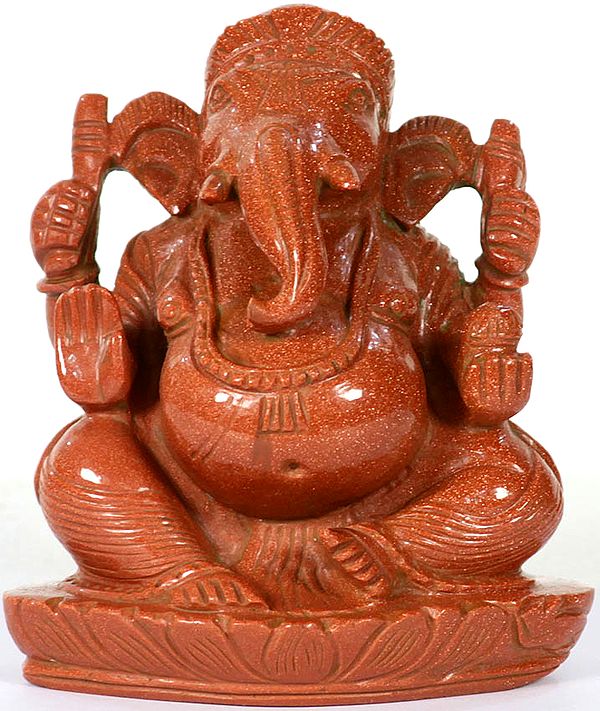 Lord Ganesha Seated in Royal Ease Posture in Sunstone