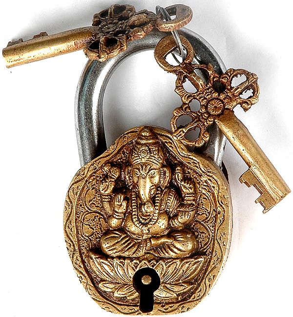 Lord Ganesha Temple Lock with Vajra Keys
