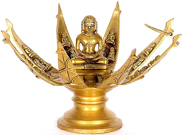 10" Lord Mahavira Lotus Temple In Brass | Handmade | Made In India
