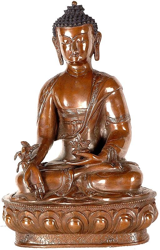 Medicine Buddha with Bowl of Medicines and Herbs