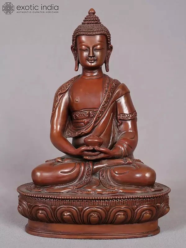 9" Amitabha Buddha Copper Statue from Nepal