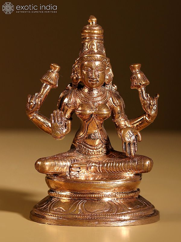 3" Bronze Sitting Devi Lakshmi Statue