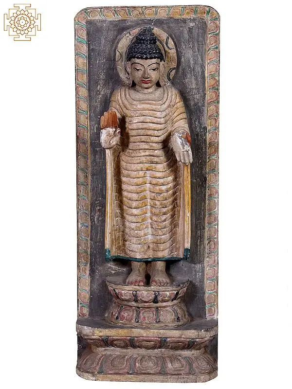 Wooden Standing Gautama Buddha Statue