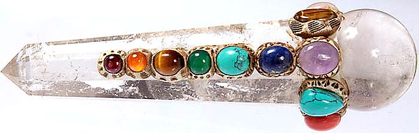 Multi-color Crystal Healing Rod (With Garnet, Carnelian, Tiger Eye, Green Onyx, Turquoise, Lapis Lazuli, Tiger Eye, Amethyst, Turquoise, Coral, Carnelian, Prehnite, Rose Quartz)